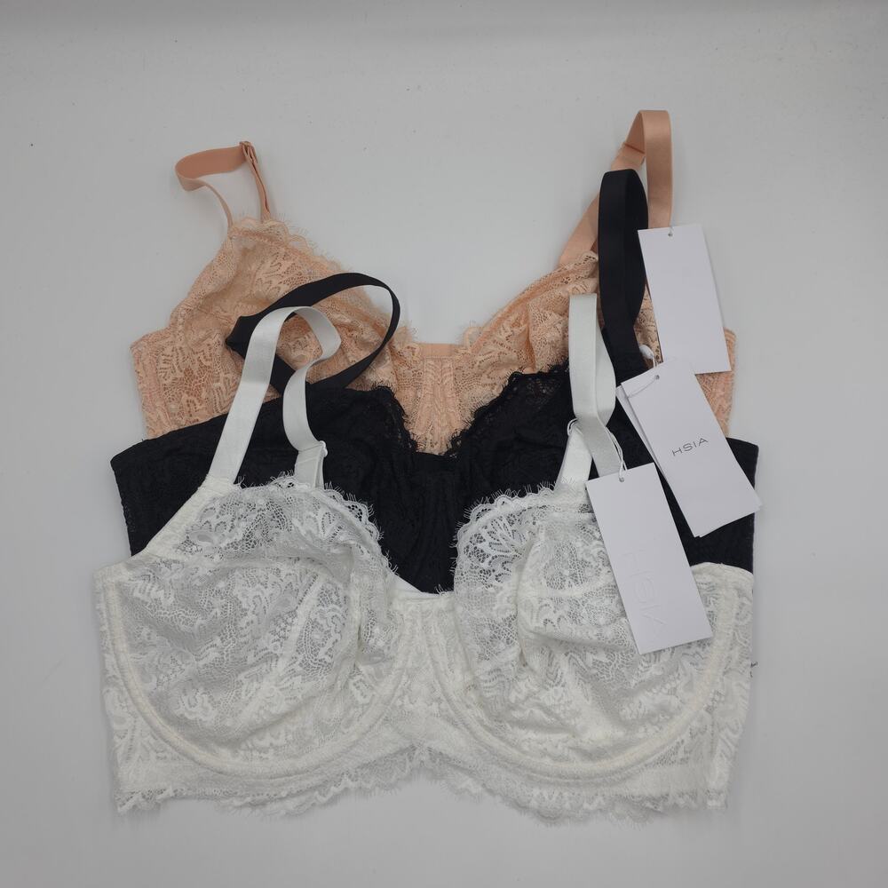 HSIA Bundle of Three Sunflower Underwire Lace Bra in Black Rose White Size 36DD